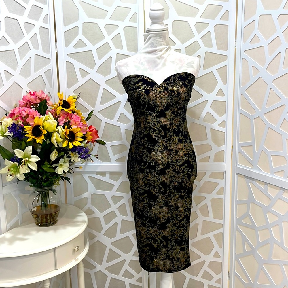 Sexy black/gold midi  dress 👗